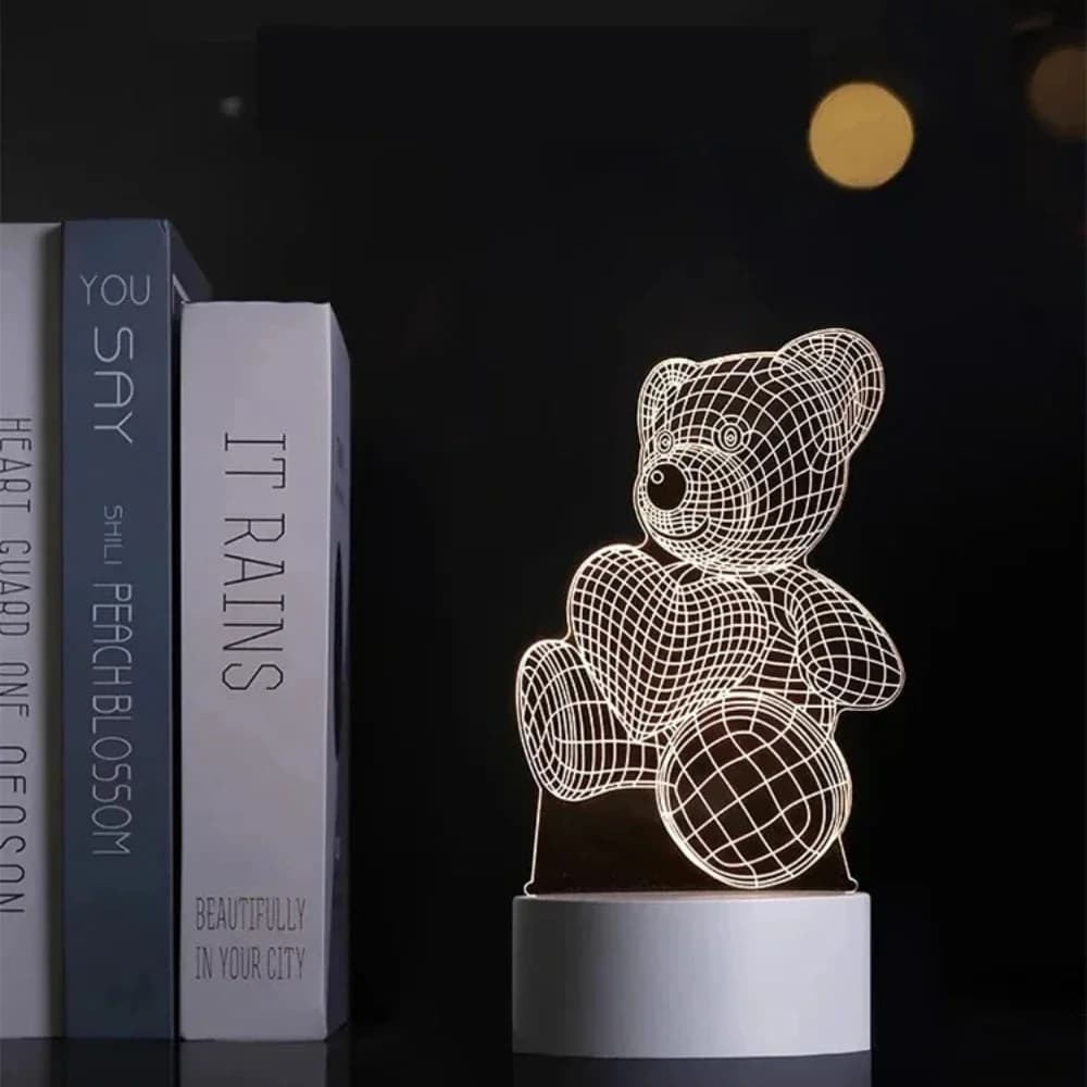 3D karu öövalgus, soojavalge USB toitega akrüülpaneel