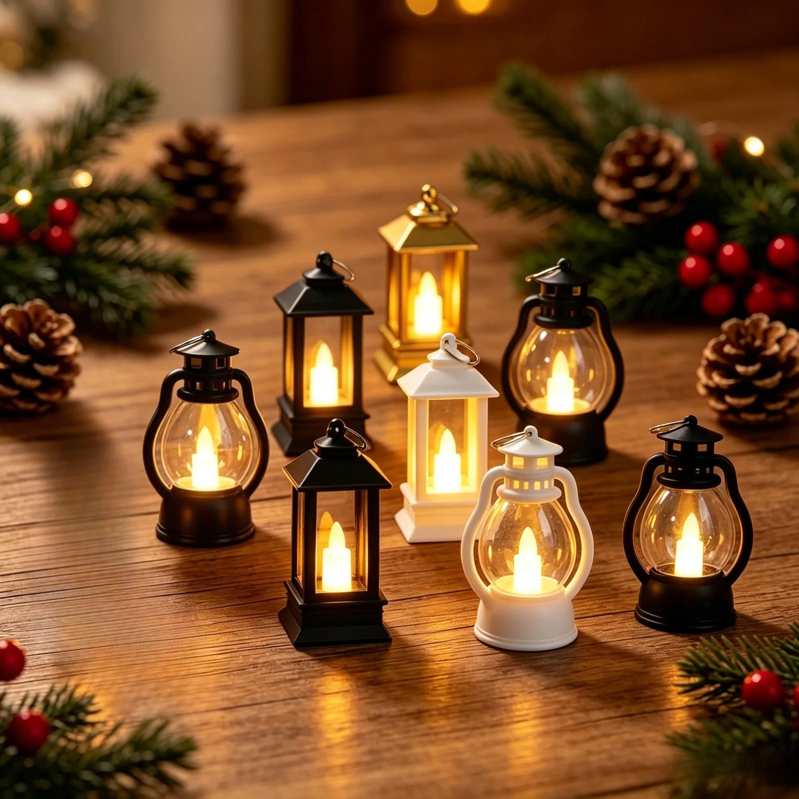 Retro sooja helendusega mini LED-küünla latern dekoratsiooniks