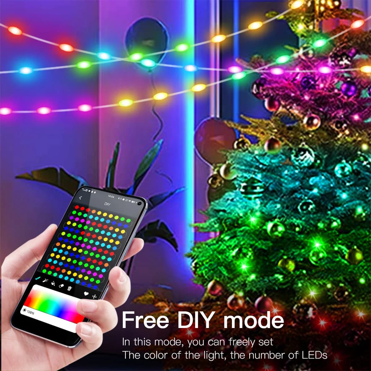 20M RGBIC Bluetooth LED valguskardina, USB