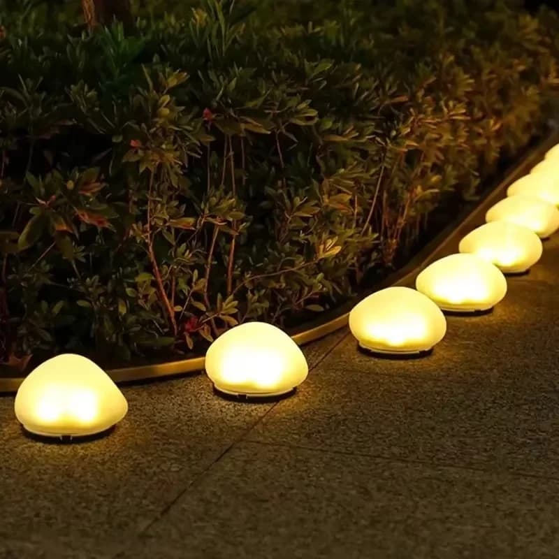 Veekindel päikeseline LED murulamp kivi disainiga