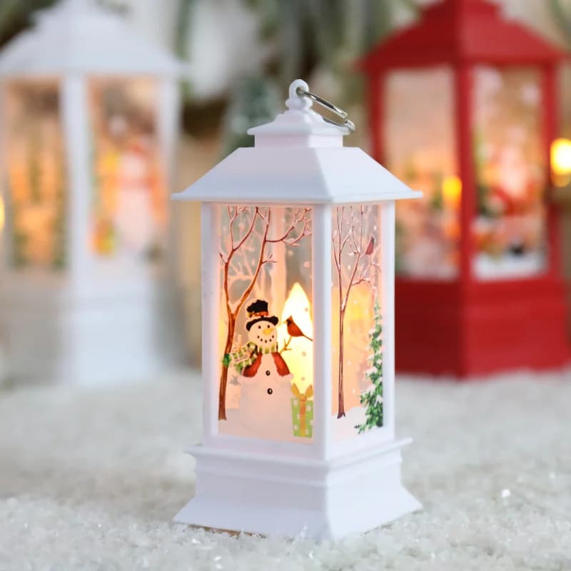Mini retro LED latern kõrvitsa, nõmme ja lumememme motiiviga