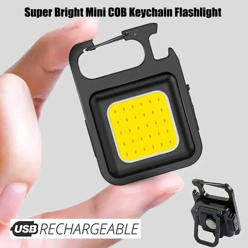 Mini laetav COB LED võtkehanguline taskulamp avajaga